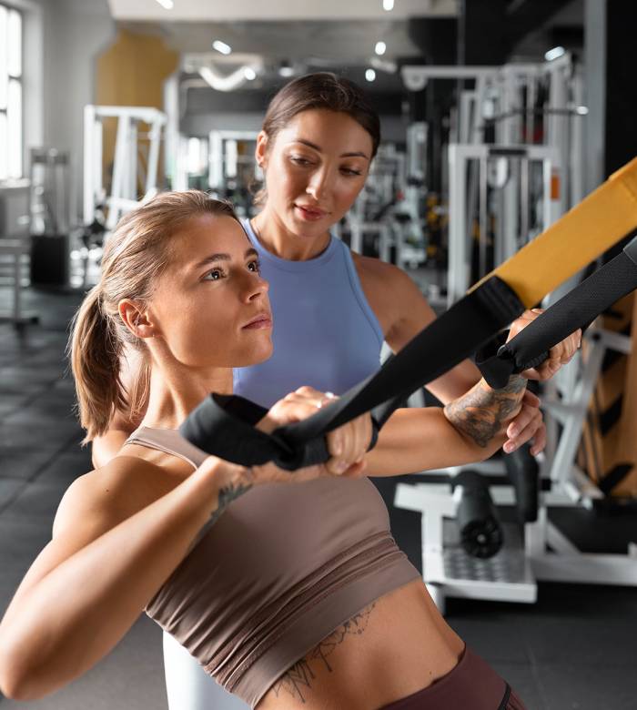 Two women exercising