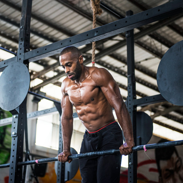 Muscular man performing